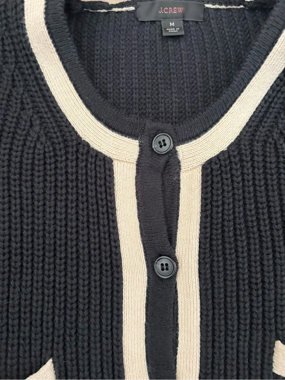 J. Crew Front Pocket Lady Cotton Cardigan Sweater Black Knit Preppy Classic Chic